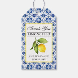Etiqueta Para Presente Obrigados de Limão Azulejo Azul Limoncello