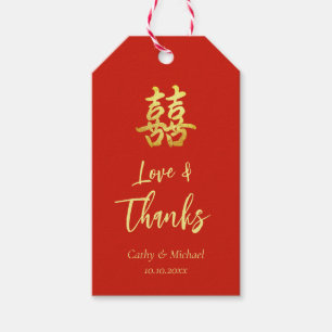 Etiqueta Para Presente Obrigados e amor clássico do casamento chinês verm