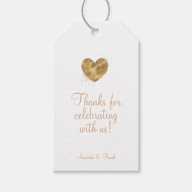 Etiqueta Para Presente Obrigados para celebrar conosco Dourado Sparkle (Frente)