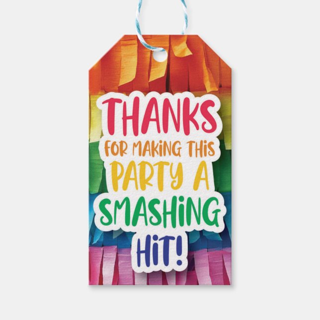 Etiqueta Para Presente Obrigados para vir ao meu Partido - Piñata (Frente)