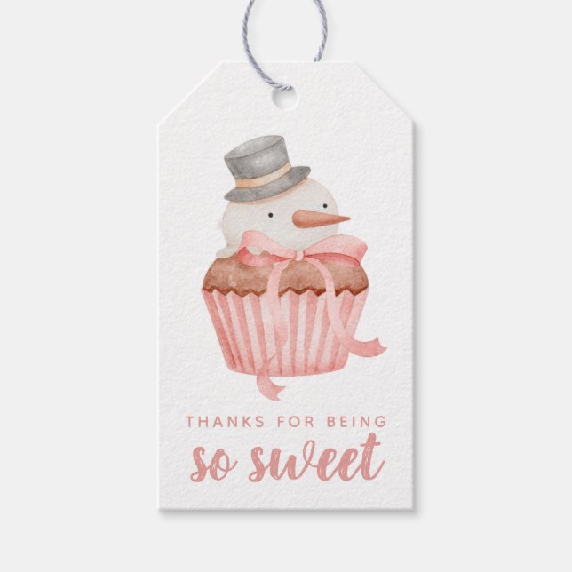 Etiqueta Para Presente Obrigados Por Serem Tão Doces Snowman. (Frente)