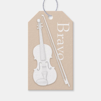Etiqueta Para Presente Ocasião Musical do Branco Violino e Beige do Arco