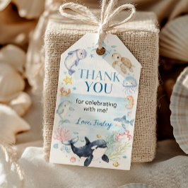 Etiqueta Para Presente Ocean Animal Kids Sob O Aniversário Do Mar Obrigad