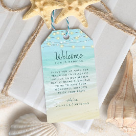 Etiqueta Para Presente Ocean Beach String Lights Wedding Welcome