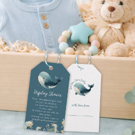 Etiqueta Para Presente Ocean Whale Turquoise Display Baby Shower
