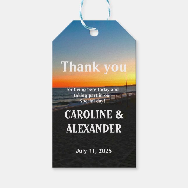 Etiqueta Para Presente Oceano Elegante — Verão Tropical de Praia Costeira (Frente)