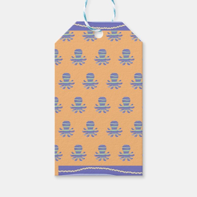 Etiqueta Para Presente Octopus Coral Azul (Frente)