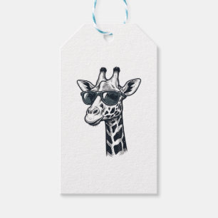 Etiqueta Para Presente Óculos de sol de girafa legais Camiseta com gravaç