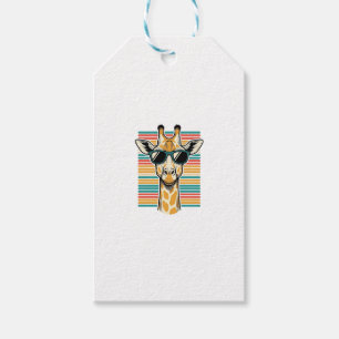 Etiqueta Para Presente Óculos de Sol Girafa Vintage Vetor de Faixa Retro 