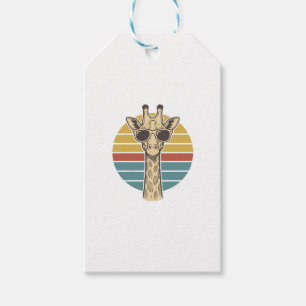 Etiqueta Para Presente Óculos de Sol Girafa Vintage Vetor Pôr do Sol Retr
