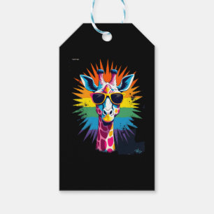 Etiqueta Para Presente Óculos de Sol Vintage Girafa Animal Africano Diver