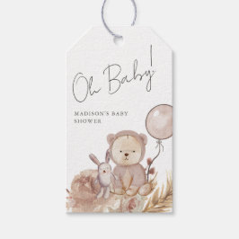 Etiqueta Para Presente Oh Baby Boho Botânico com Chá de fraldas de Urso D