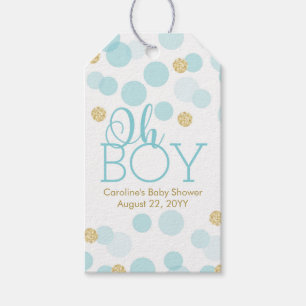 Etiqueta Para Presente Oh Menino Azul Dourado Brilho Confetes Obrigado