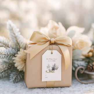 Etiqueta Para Presente Oh Que Diversão Trenó de Inverno Floral Natal