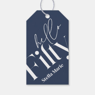 Etiqueta Para Presente Olá, 50 anos, marinho mínimo, azul, 50 anos