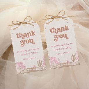 Etiqueta Para Presente Olá! Aniversário da Garota Rosa Ocidental