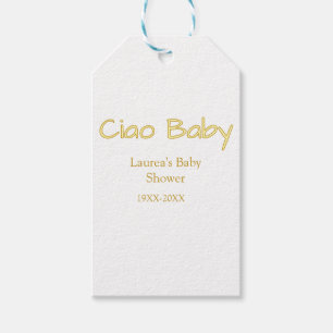Etiqueta Para Presente olá bebê amarelo dourado pastel nome data baby sho