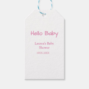 Etiqueta Para Presente olá bebê rosa pastel tendência de nome data baby s