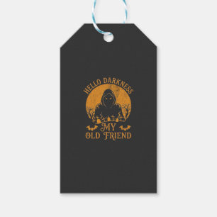 Etiqueta Para Presente Olá Escuridão Velho Amigo Ceifador Lua Laranja Túm