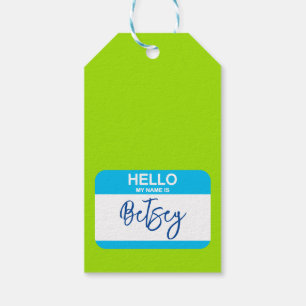 Etiqueta Para Presente Olá Meu Nome É Nametags Blue Green Office Divertid