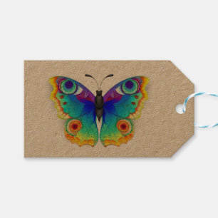 Etiqueta Para Presente Olho Peacock da Borboleta Arco-Íris