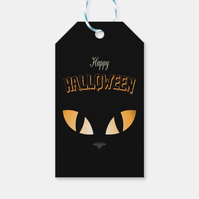 Etiqueta Para Presente Olhos de Gato rico- Halloween (Frente)