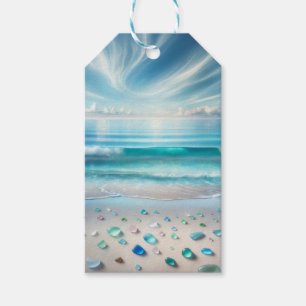 Etiqueta Para Presente Ondas bonito do Oceano Azul e Vidro do Mar