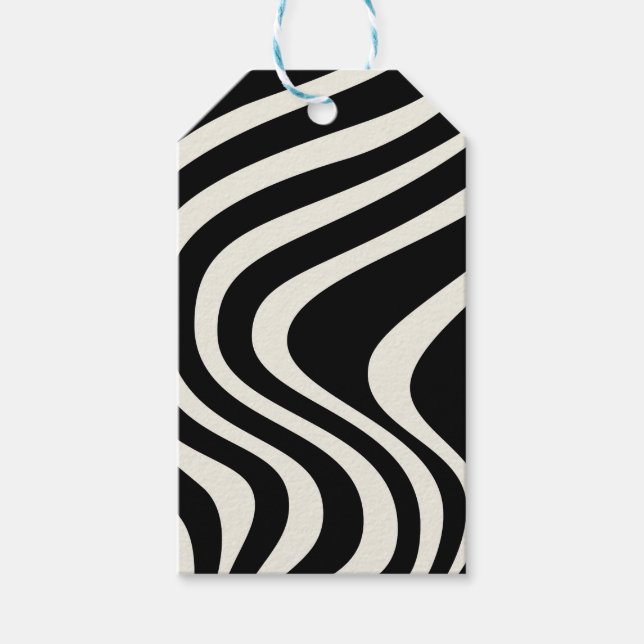 Etiqueta Para Presente Ondas de estilo retrô preto e branco (Frente)