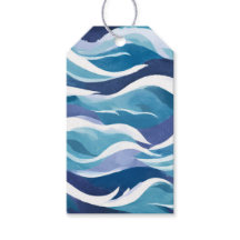 Ondas do Oceano Azul | Aquarela Simplista Moderna