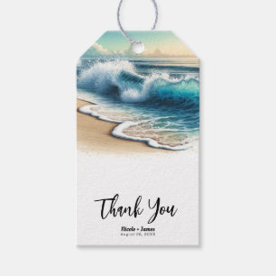 Etiqueta Para Presente Ondas do Oceano Batendo Praia Rústica Casamento à 