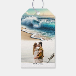 Etiqueta Para Presente Ondas do Oceano Caindo Casamento na Praia Rústica 