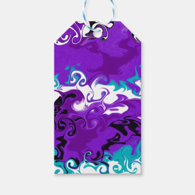 Etiqueta Para Presente Ondas Roxas Personalizadas Ondas Fluidas Aniversár (Frente)
