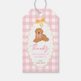 Etiqueta Para Presente One Golden Year Pink Gingham Golden Doodle