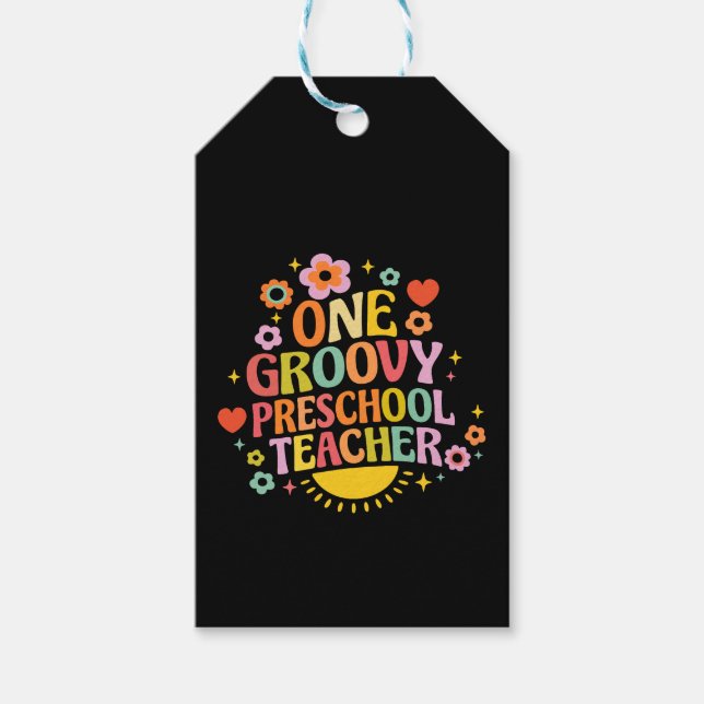 Etiqueta Para Presente One groovy preschool teacher (Frente)