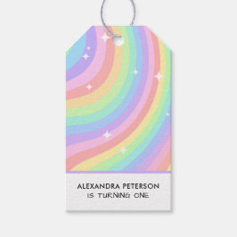 Etiqueta Para Presente One Groovy Year Retro Pastel Rainbow 1st Birthday