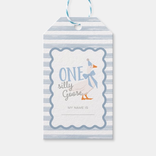 Etiqueta Para Presente One Silly Goose 1st Birthday Adoption Stuffie  (Frente)