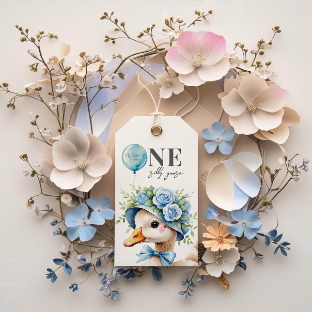 Etiqueta Para Presente One Silly Goose Boy Birthday  (Criador carregado)