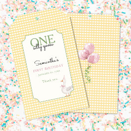 Etiqueta Para Presente One Silly Goose Pink and Gingham 1st Birthday