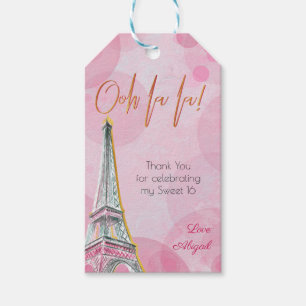 Etiqueta Para Presente Ooh La La Rosa Dourado Paris Torre Eiffel Bokeh