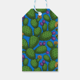 Etiqueta Para Presente Opuntia florescente em azul