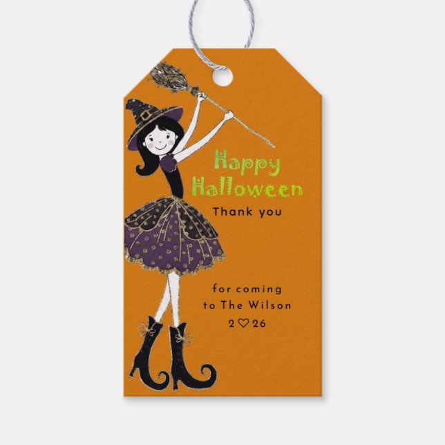 Etiqueta Para Presente Orage | Halloween Magic Broom (Frente)