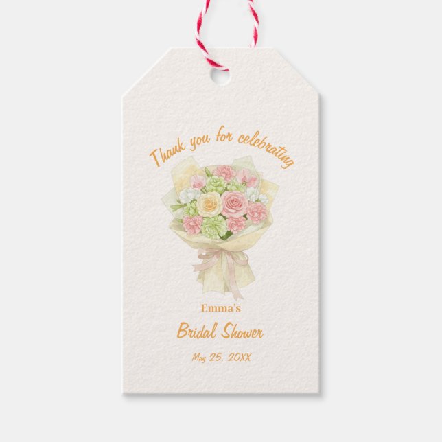 Etiqueta Para Presente orange bouquet Bridal Shower (Frente)