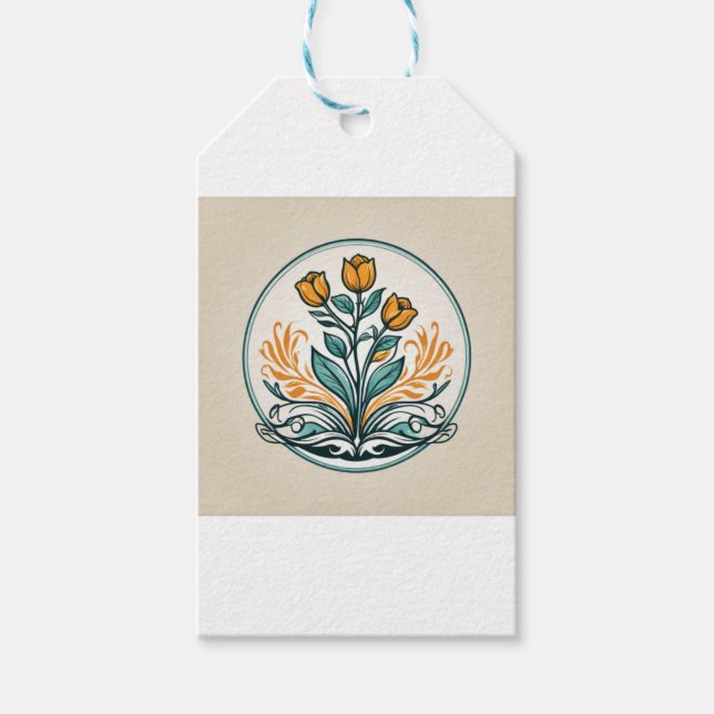 Etiqueta Para Presente Orange Floral (Frente)
