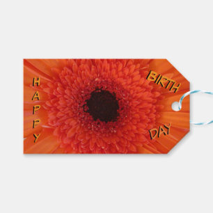 Etiqueta Para Presente Orange Gerbera Fecha Feliz Aniversário com a Etiqu