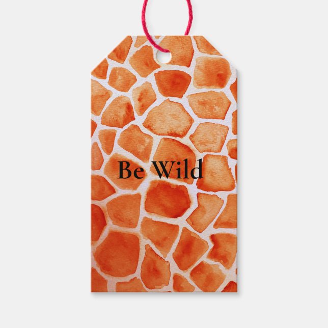 Etiqueta Para Presente Orange Giraffe Animal Print (Frente)