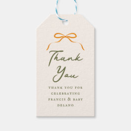 Etiqueta Para Presente Orange Simple Bow Thank You
