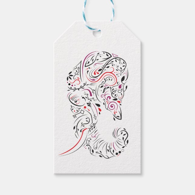 Etiqueta Para Presente ornamentado elefante (Frente)