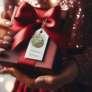 Etiqueta Para Presente Ornamento Dourado de Portas de Natal Moderno Elega