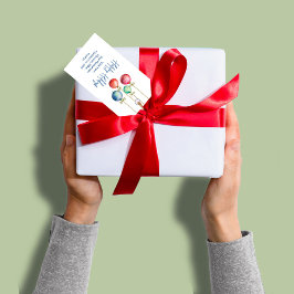 Etiqueta Para Presente Ornamentos Coloridos de Aquarelas de Feriados Feli