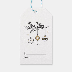 Etiqueta Para Presente Ornamentos em um ramo Natal/Feriado